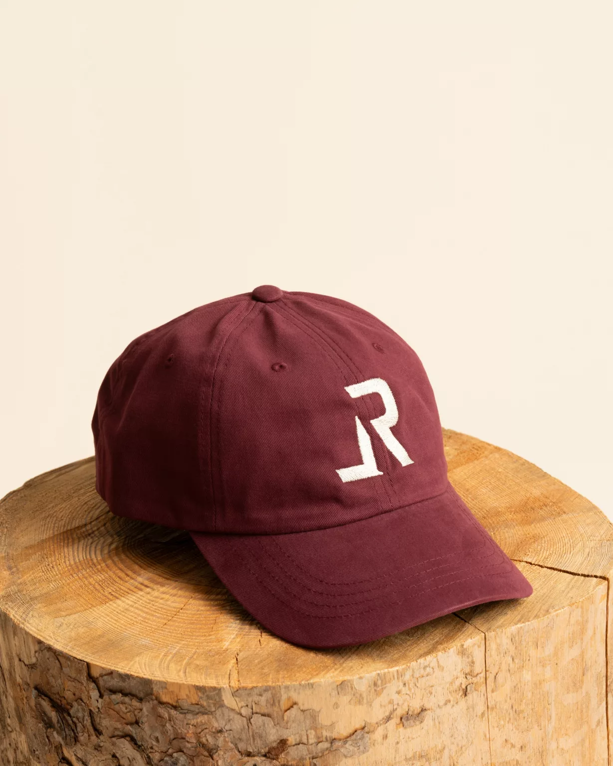 LavendersRanch (LR) Burgundy red cap with logo, sustainably made, country and western style.