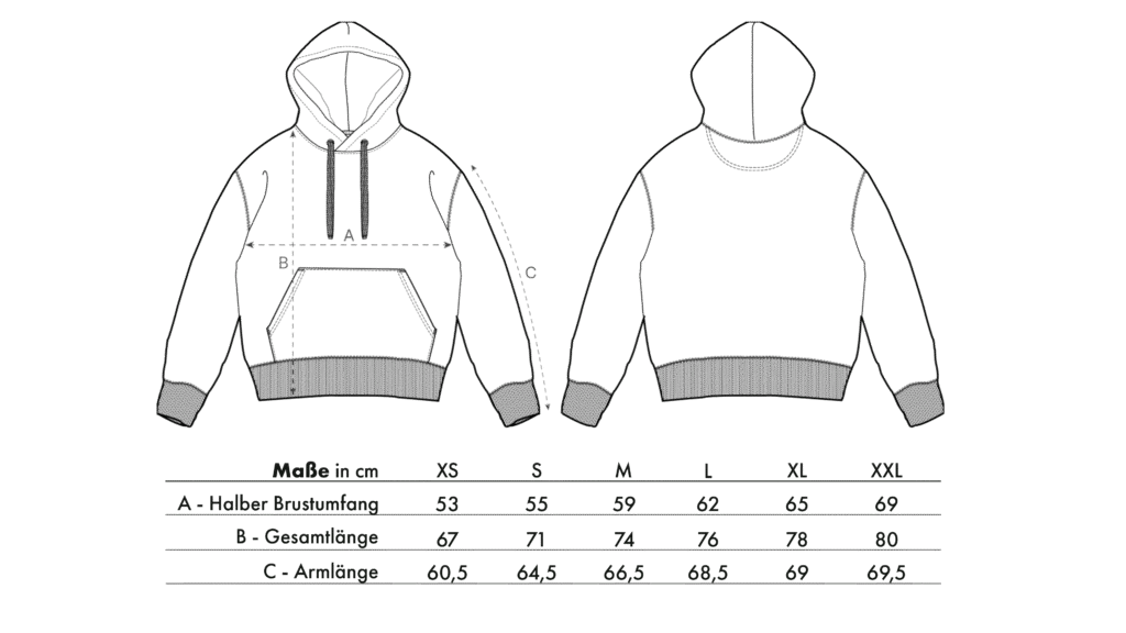 Größentabelle Hoodie